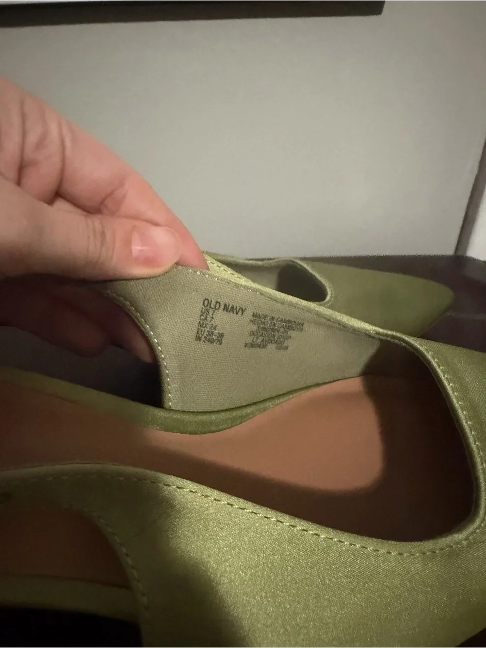 Target Olive Green Satin Pointed-Toe Slingback Heels